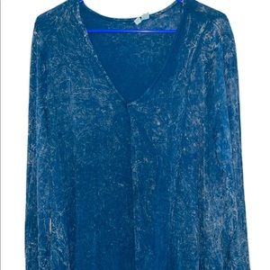 Cato solid blue sleeve blouse, xl